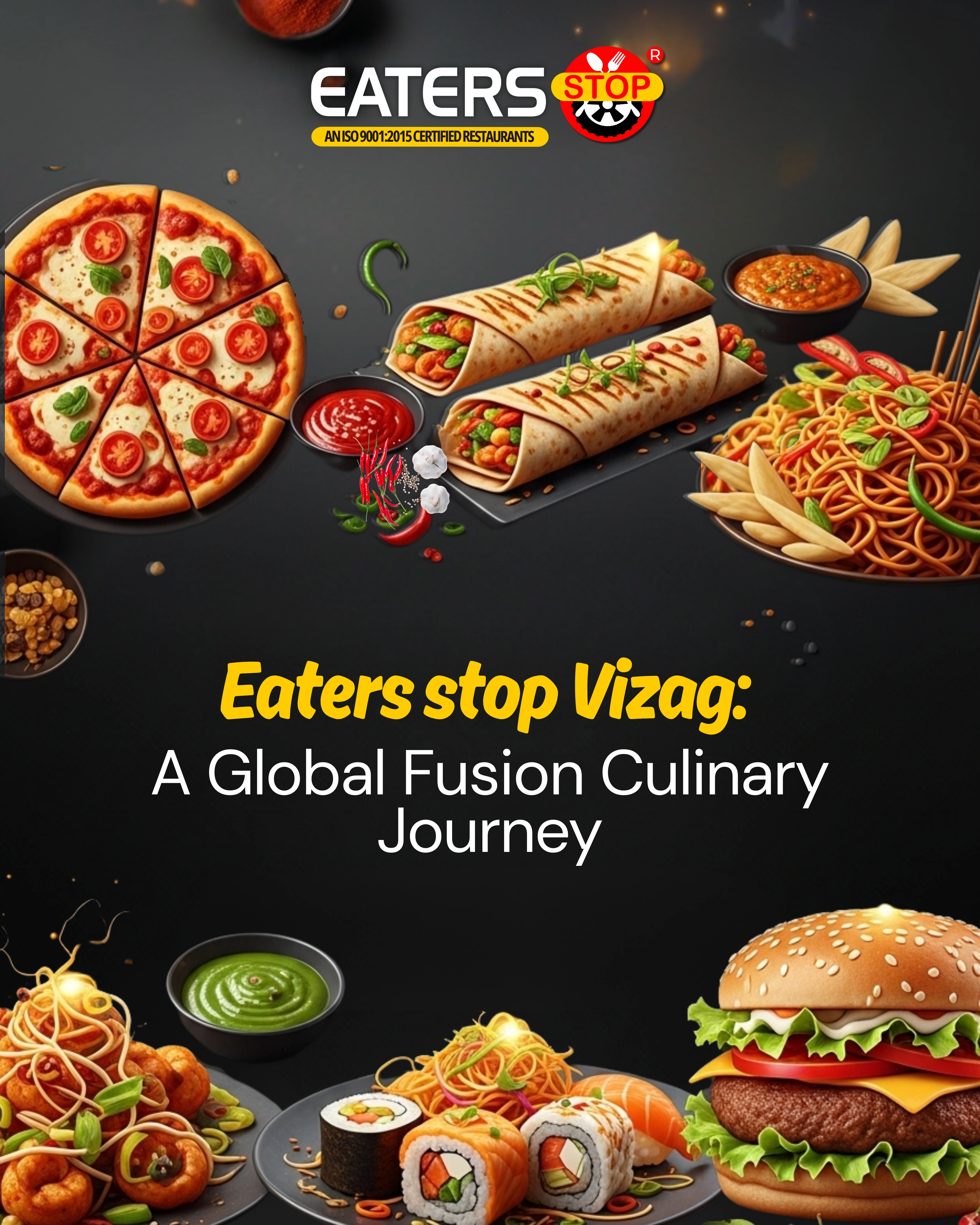 A collage of global fusion dishes